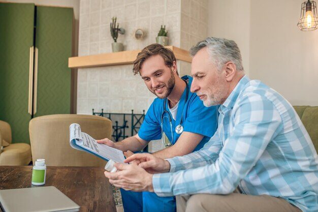 Senior man receiving home health care